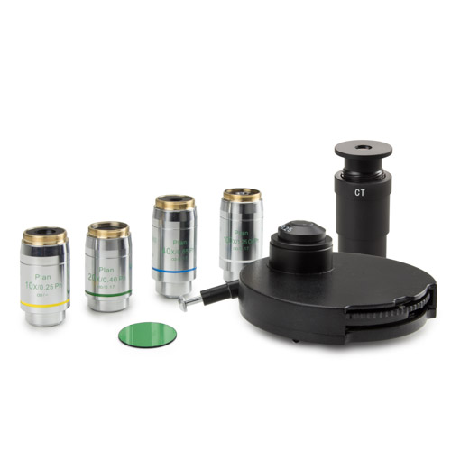 Euromex Phasenkontrast Set DX.9126, Zernike Drehkondensor, 10x/20x/40x/100x Objektive, Phasen-Teleskop (DelphiX)