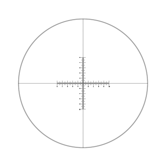 Strichplatte Fadenkreuz mit doppelter Skalierung (10mm in 100 Teilen), (Ø25mm)